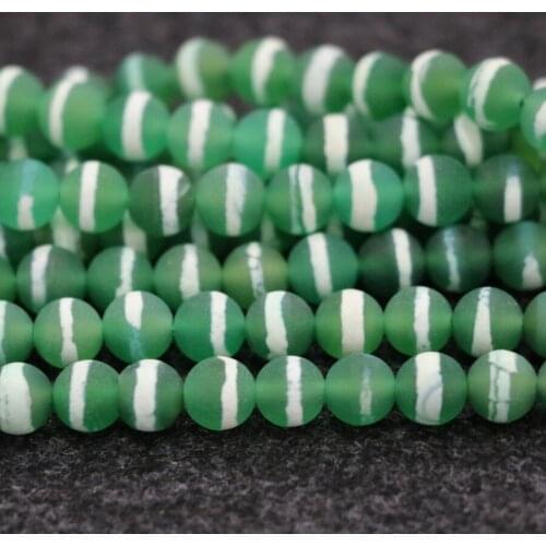 10mm 38pcs/lot, TOP Quality ! Green Lines Handmade Loose Spacer Round Strand Stone Beads Bracelet DIY Jewelry Making