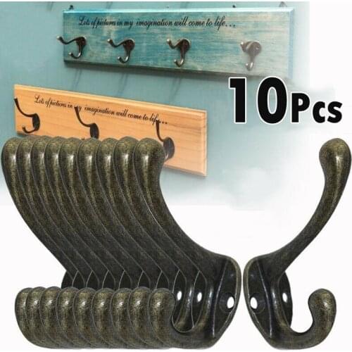 10pcs Hooks Bronze Retro Cast Iron Old Style Industrial Vintage Rustic Iron Coat Hooks Easy Install With Screw Holes Hot Sale