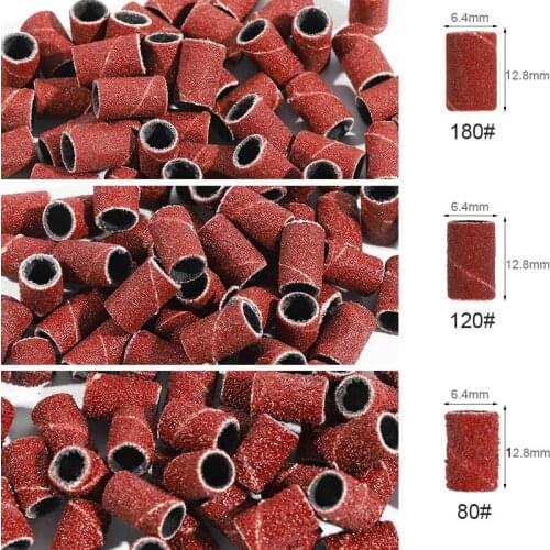 100pcs 80/120/180" for Nail Art Sanding Bands Gel Polish Remover Tool Accessory for Electric Nail Machine Nail Drill Bits Files