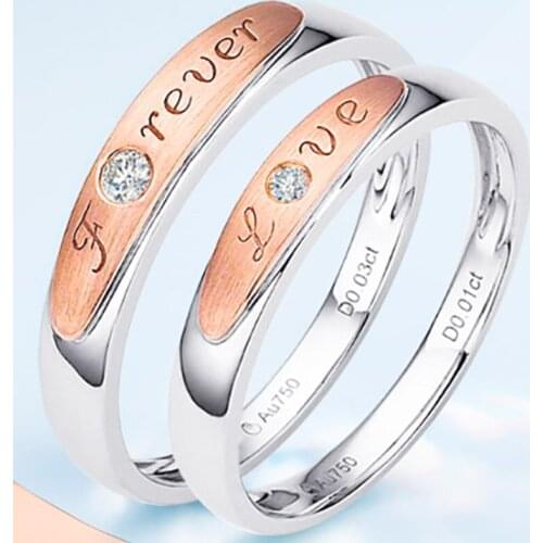 14K Au585 Rose White Gold Ring Lovers Wedding Anniversary Engagement Ring Forever Love Round Moissanite Diamond Casual Sporty