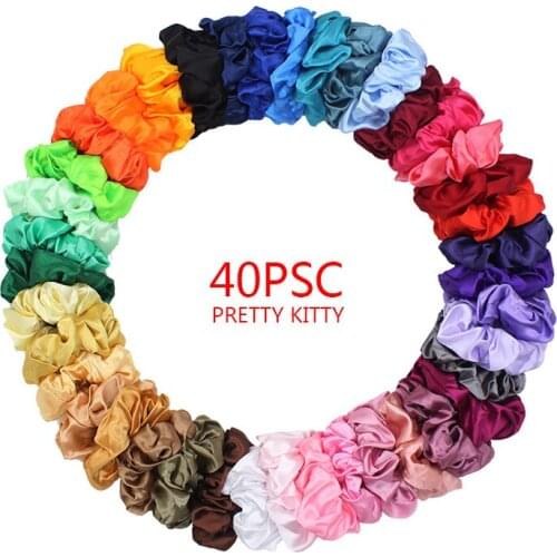 15/20/30/40Pcs Satin Scrunchie Women Girls Elastic Hair Rubber Bands Accessories Tie Hair Ring Rope Ponytail Holder Head wear