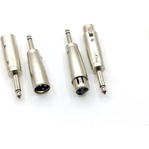 2pcs Mic Microphone Audio XLR Male/ Female Connector to 1/4" 6.35mm Mono Male Plug Audio connector
