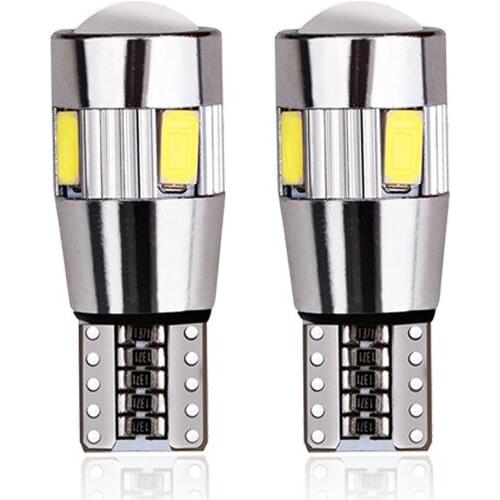 2PCS T10 10SMD 5630 W5W Car LED Signal Bulb Canbus Auto Interior License Plate Lights Reading Clearance Wedge Side Brake Lamp