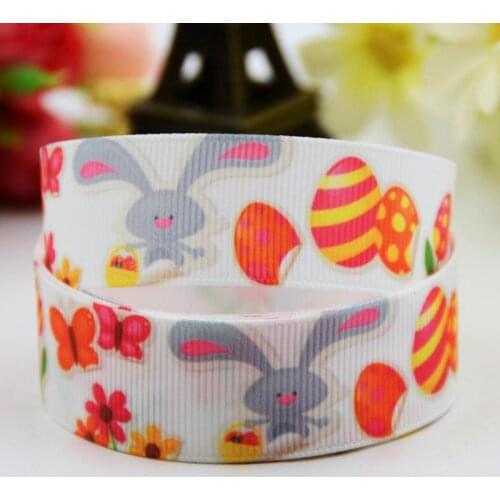 22mm 25mm 38mm 75mm Easter Rabbit Cartoon Character printed Grosgrain Ribbon party decoration 10 Yards X-00738