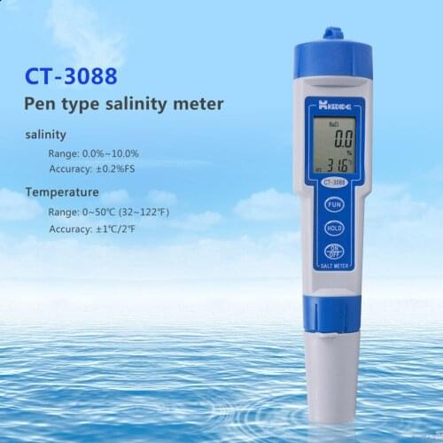 2in1 Waterproof Inductive Salt Meter&Temp Pen Type Salinometer Tester 0-10.0% Food Aquarium Swimming Pools Water Salinity Tools