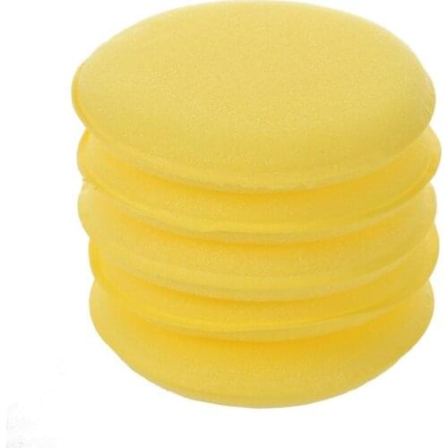 5 x Yellow Car Wax Polish Applicator Pad Large 5inch Soft Foam Sponge Pads