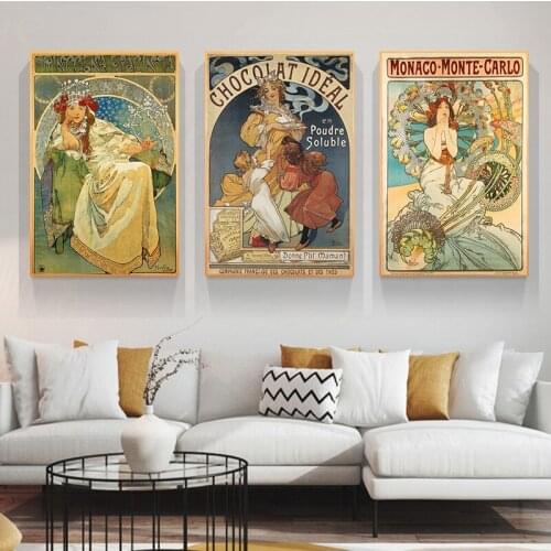 Alphonse Mucha Poster Famous Oil Paintings HD Print on Canvas Wall Decorative Pictures for Modern Home Living Room Decor