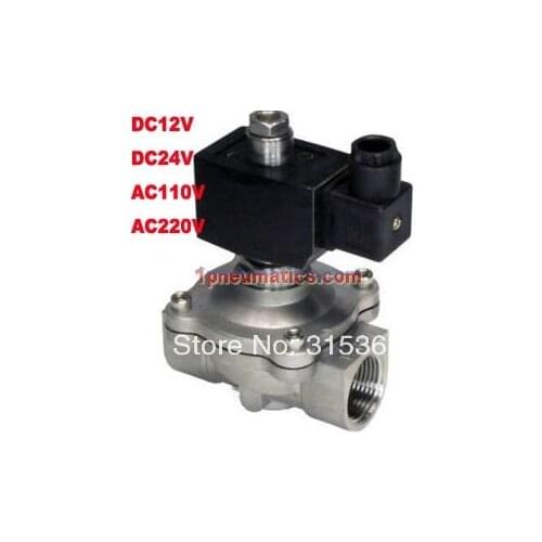 Free Shipping 1'' Stainless Steel Normally Open Valve Water Acid Solenoid Valves Oil Acid VITON DC12V,DC24V AC110V or AC220V