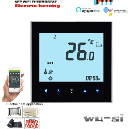 95-240VAC 16A Wifi wireless electric heating thermostat with Interactive Voice Response Amazon Echo Google Home