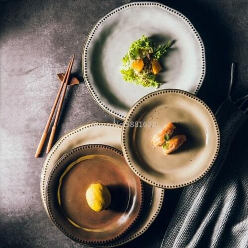 Large Plate Plain Simple Serving Ceramic Plate Western Plate Steak Plate High-end Fried Restaurant Flat Plate Shallow Plate