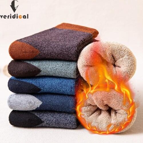 Business Winter Thermal Socks Thick Cotton Colorful Vintage Husbands Fathers Party Dress Long Warm Terry Socks Brand Sokken