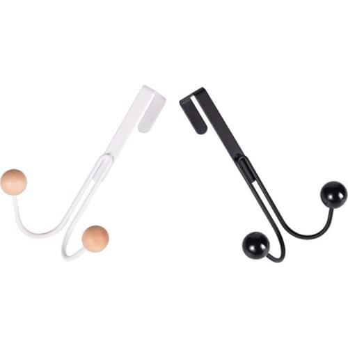 Over The Door Double Hanger Hooks Free Punching For Hanging Hats Bags Holder Tie Scarf Key Hook Clothes Coats Rack Towel Shelf