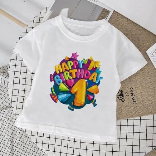 Baby Boy First Birthday Outfit 1 Years Printed Happy Kids Boys T Shirt Fashion Harajuku Trend Childrens Clothing Streetwear