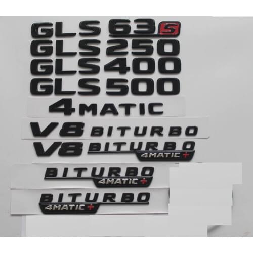 Gloss Black For Mercedes Benz X166 GLS63 GLS63s AMG GLS350 GLS400 GLS500 V8 BITURBO 4MATIC Trunk Rear Star Emblems Badges