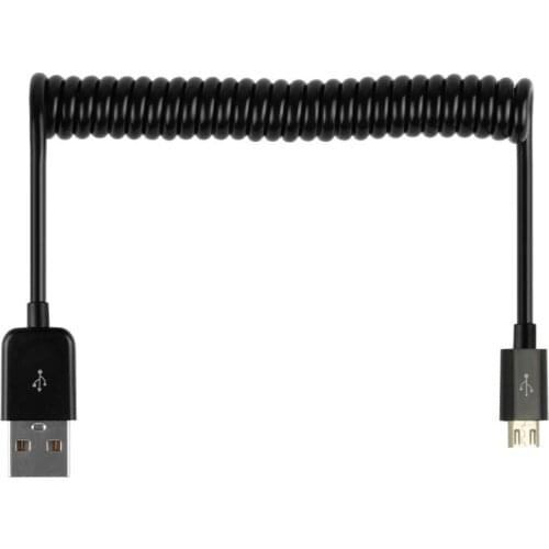 2.5m Spring Coiled USB 2.0 Male to Micro USB 5 Pin Data Sync Charger Stretch Cable for Samsung HTC LG Phones