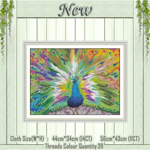 The Peacock Spreads Its Tail painting counted printed on the canvas DMC 11CT 14CT kits DIY Cross Stitch embroider needlework Set