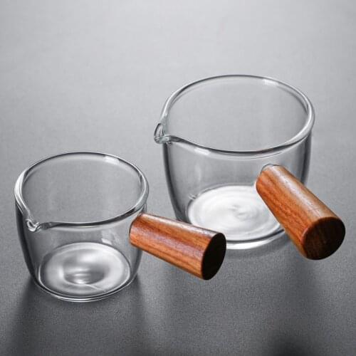 Japanese Coffee Cup 50ML/80ML Fashion Mini Glass Small Milk Cup Ounce Cup Wooden Glass Sauce Vinegar Cream Dish