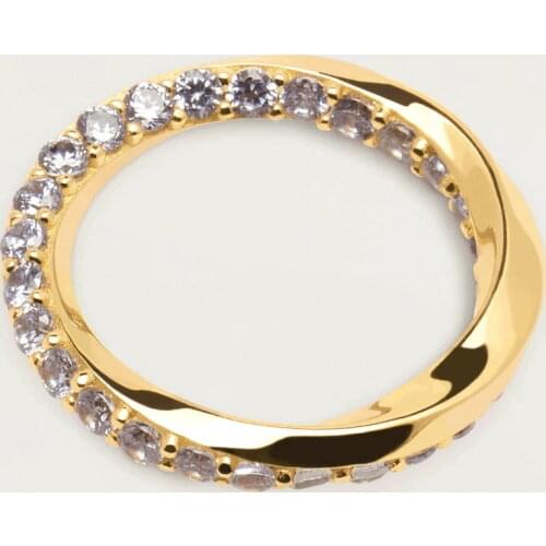 Twist Band CZ Eternity Ring Gold Color 5A Cubic Zirconia Engagement Finger Rings