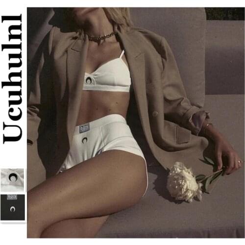 Embroidered Bra Two Piece Sets Sexy Female Letter Moon Print Cut Top Casual Shorts Suit Streetwear Women Tube Top Camisole Club