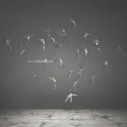 Creative human spirit glass hotel sand table art museum window display shop decoration studio art chandelier