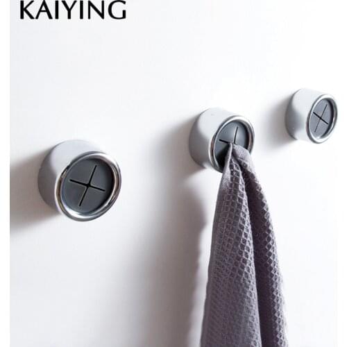 KAIYING Strong Self Adhesive Hook Wall Cabinet Sticker Round Cloth Tea Towel Holder Grabber Clasp Chrome Plated,PF011