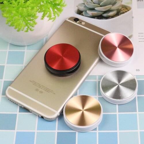 Round Phone Stand Metal Color Solid Design for Iphone Trend 2020 Phone Holder Car Desk Direction Grip Phone Holder socket