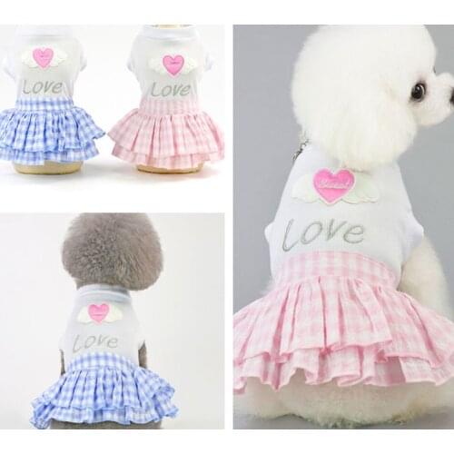 Summer Cotton Dog Dress Pets Dog Clothes Chihuahua love Dress Skirt Puppy Clothing Spring Dress for Dogs XS-XL