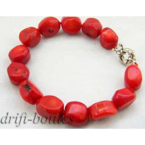 8''13mm massive red baroque Coral Bracelet