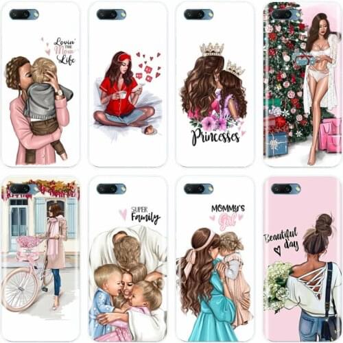 Brown Hair Baby Mom Girl Queen Cover Soft Silicone TPU Phone Case For Huawei MATE 7 8 9 10 20 pro Honor 8 9 10 V10 NOTE10 lite