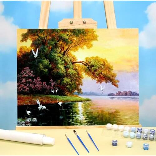 Landscape Sunset Coloring By Numbers Painting Kit Acrylic Paints 40*50 Boards By Numbers Loft Wall Picture For Wholesale