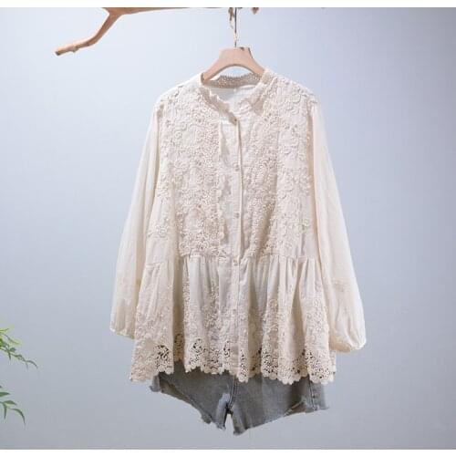 2021 Autumn New Long Sleeve Shirt Female Long Sleeve Solid Embroidery Top For Woman