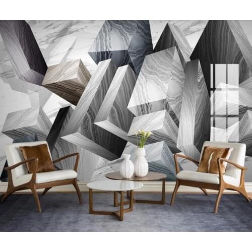 Custom 3D Wallpaper Modern Minimalist Jazz White Geometric Marble 3D Stereo TV Background Wall Mural Wallpaper