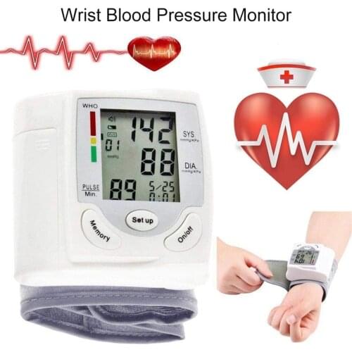 Portable Blood Pressure Monitor Tonometer Automatic Digital LCD Display Sphygmomanometers Heart Rate Pulse Meter