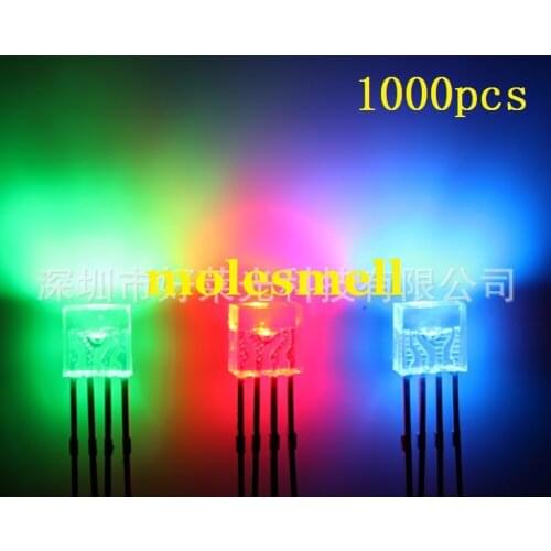 1000pcs 2x5x5mm Rectangular Lamp tri color RGB LED, Common Anode, Water Clear Lens,4pins led