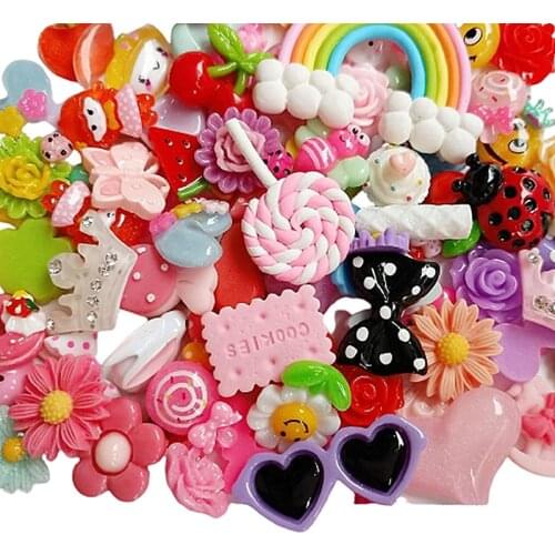 50PCS/pack multicolor Flower flatback Resin Cabochons Scrapbook Craft DIY Embellishments decor Headwear accessories