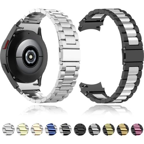 No Gaps Stainless Steel Wrist Strap for Samsung Galaxy Watch 4 Classic 46mm 42mm/Watch4 44/40mm Band Curved End Metal Watchband