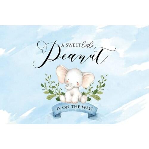 Cute Elephant Backdrop Light Blue Baby Shower Photography Background Celebration Photo Booth Studio Decor