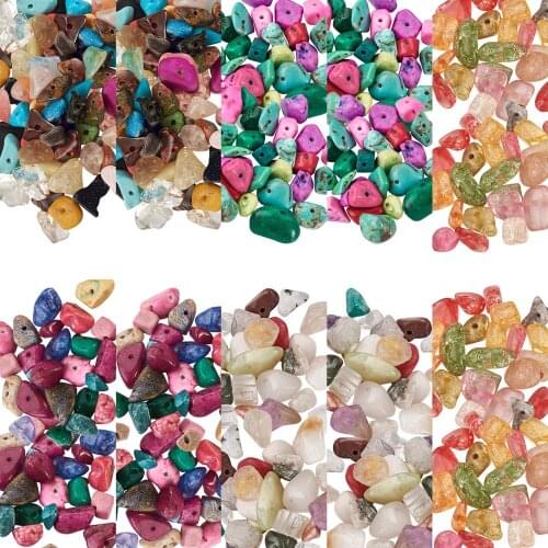 Mixed Irregular Chips Stone Beads Synthetic&Natural Gemstone Bead Spacer Beads for Jewelry Handmade DIY Bracelet 4~14x4~8x1~8mm