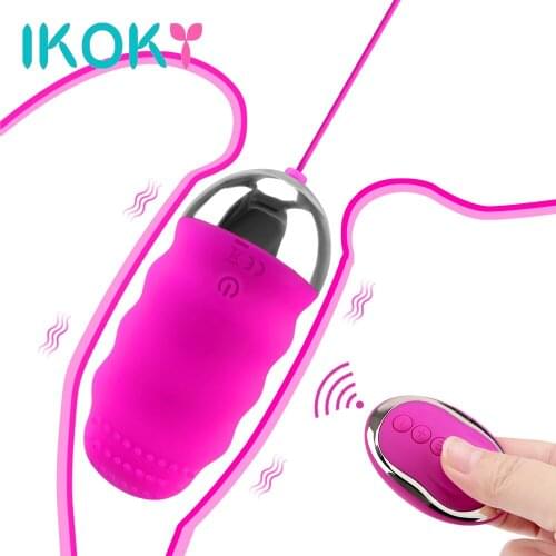 IKOKY G-spot Clitoris Stimulator Vibrating Egg Vagina Massage Jumping Egg 10 Frequency Remote Control Sex Toys for Women