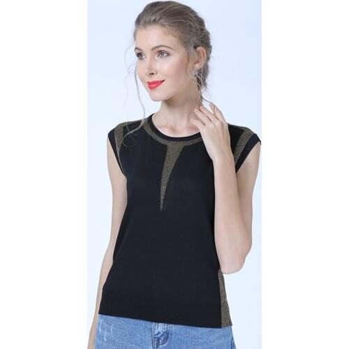 Thin ice silk knit sweater women low round neck pullover ladies all-match bottoming shirt black loose top dropshipping