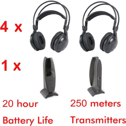Ultra low bass Silent disco Wireless headphones 4pcs - RF Silent Disco earphones For iPod MP3 DJ music pary club meeting