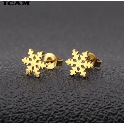 ICAM New Snowflake Stainless Steel Stud Earrings for Men Womend Earrings Body Jewelry Prevent Allergy Earrings