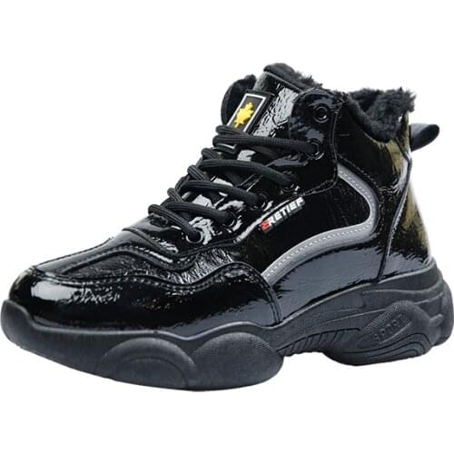 High Top Womens Tennis Shoes Winter Ladies Plus Velvet Warm Shoes Sneakers Casual Increase Lace-up Shoes Thick Bottom U13-04