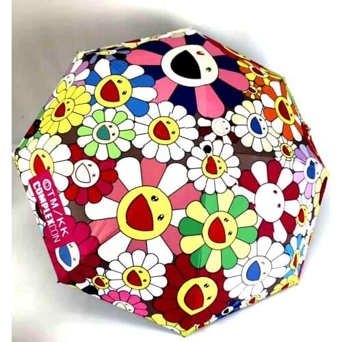 Fashionable smiling face umbrella sun flower pattern umbrella automatic folding sunscreen umbrella very lovely umbrella