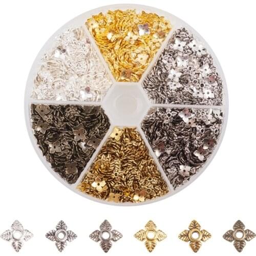 1 Box Tibetan Style Alloy Bead Caps Flower Mixed Style Antique Bronze For DIY Jewelry Making Necklaces Handicrafts Supplies