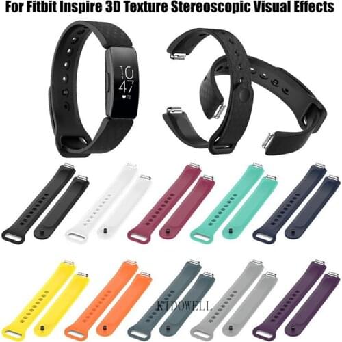 100pcs Newest 3D Texture Soft Silicone Sport Wristband Strap For Fitbit Inspire/inspire HR Smart Wrist Strap Visual Effects Band