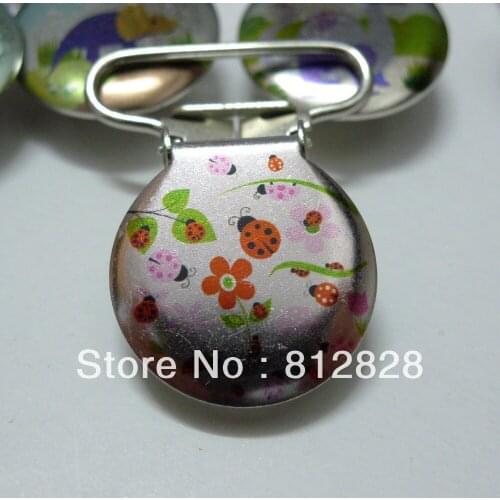 25pcs 1'' 25mm Wide Lady Bugs Floral Pink Pacifier Clips/Suspender Clips
