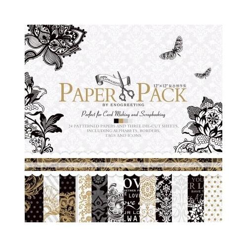 27sheets/pack,12inch Black and white style Scrapbook Paper origami paper DIY Gift Wrapping card making background Deco Craft Art
