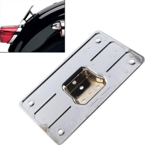 7*4" Chrome Motorbike Laydown Tilt License Plate Frame Mount For Harley Big Twins Sportster Dyna Softail