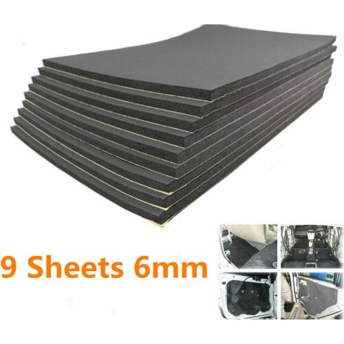 9pcs Car Auto Van Sound Proofing Deadening Insulation Foam 30cm*50cm*6mm thermal insulation in dissipating heat